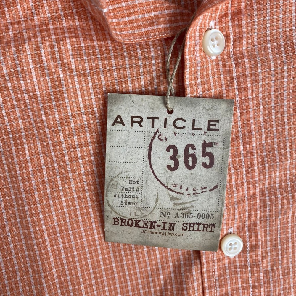 ARTICLE 365 Button Up Shirt‎ Men's Size XL Plaid Orange Lightweight Long Sleeve - Picture 7 of 16